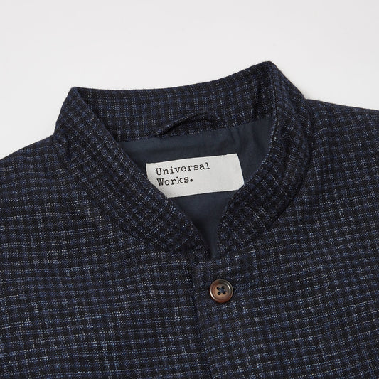 - Check Wool Mix Battleman Waistcoat - Navy