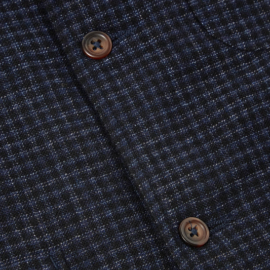 - Check Wool Mix Battleman Waistcoat - Navy