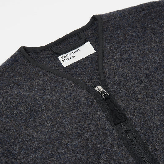 - Chante Wool Zip Liner Jacket - Charcoal