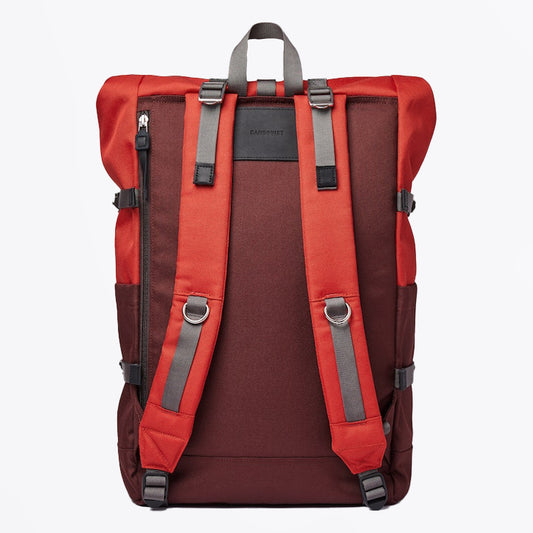 - Bernt Backpack - Moss Red and Black Leather