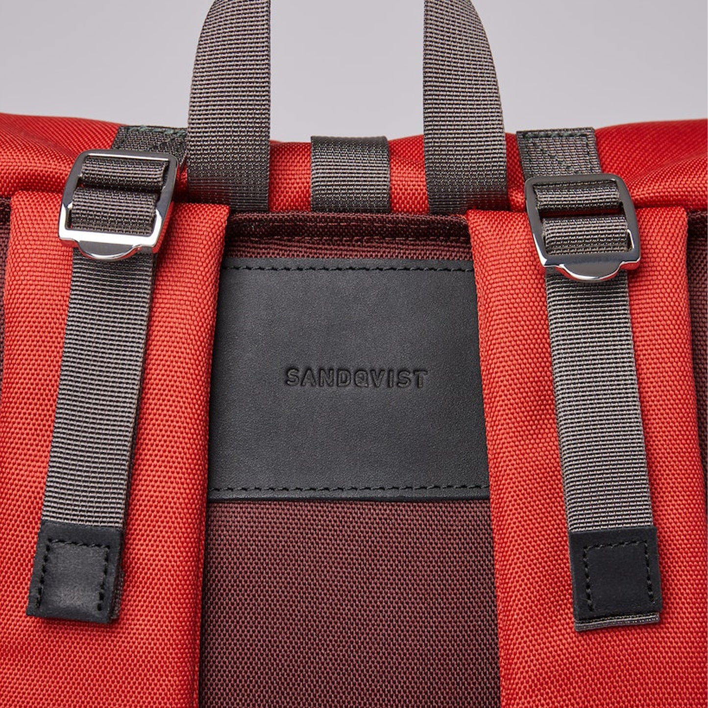 - Bernt Backpack - Moss Red and Black Leather