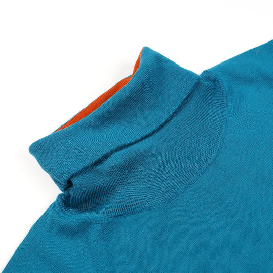 - Roll Neck Pullover - Petrol Blue