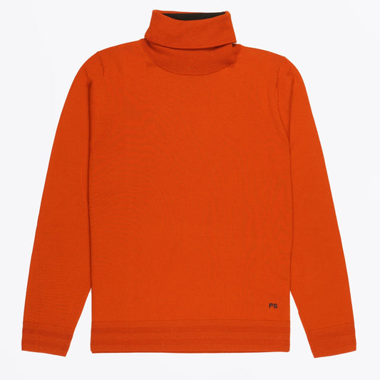 - Roll Neck Pullover - Dark Rust
