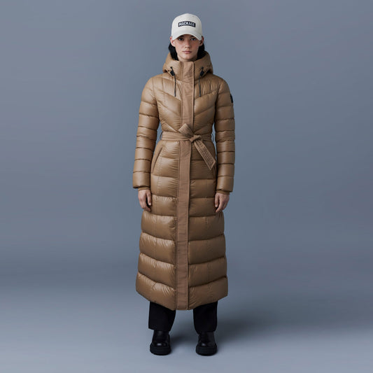 - Calina Long Puffa Coat - Camel