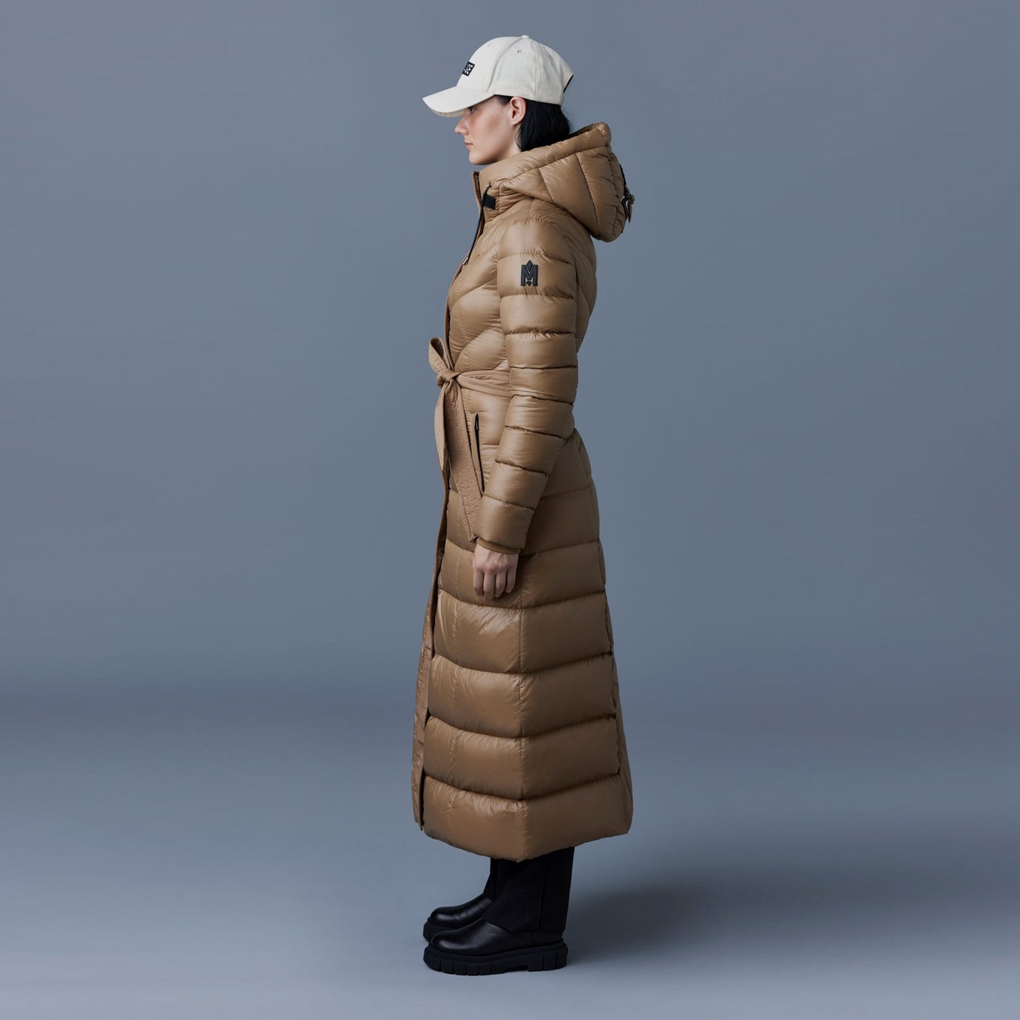 - Calina Long Puffa Coat - Camel