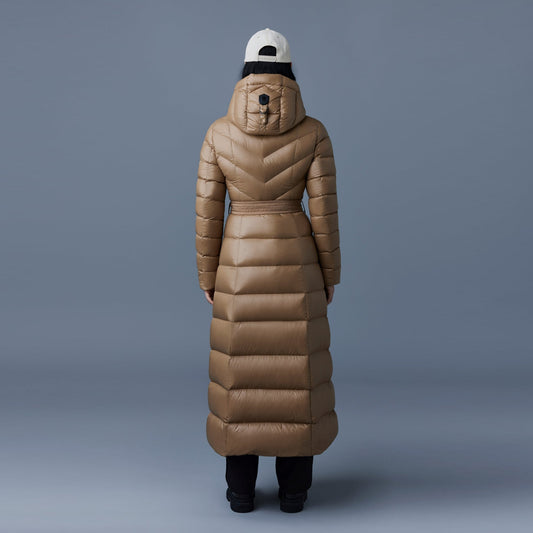 - Calina Long Puffa Coat - Camel