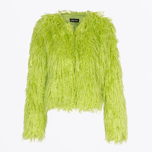 Genesis Curly Faux Fur Jacket - Limeade