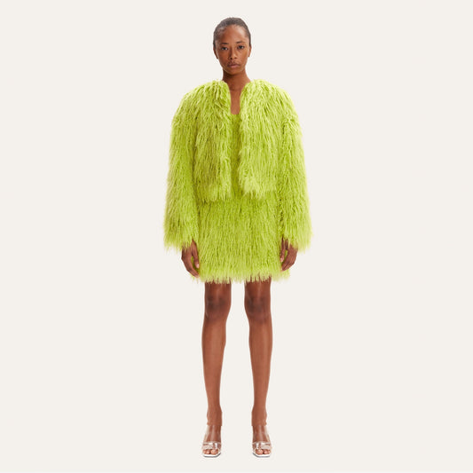 Genesis Curly Faux Fur Jacket - Limeade