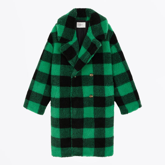 - Vamp Check Long Teddy Coat - Green