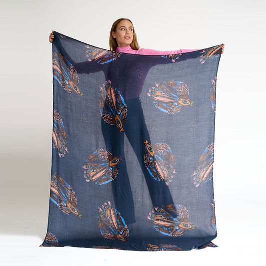Mythical Bird Shawl - Blue