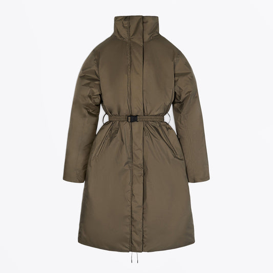 Long Padded Nylon W Coat - Wood