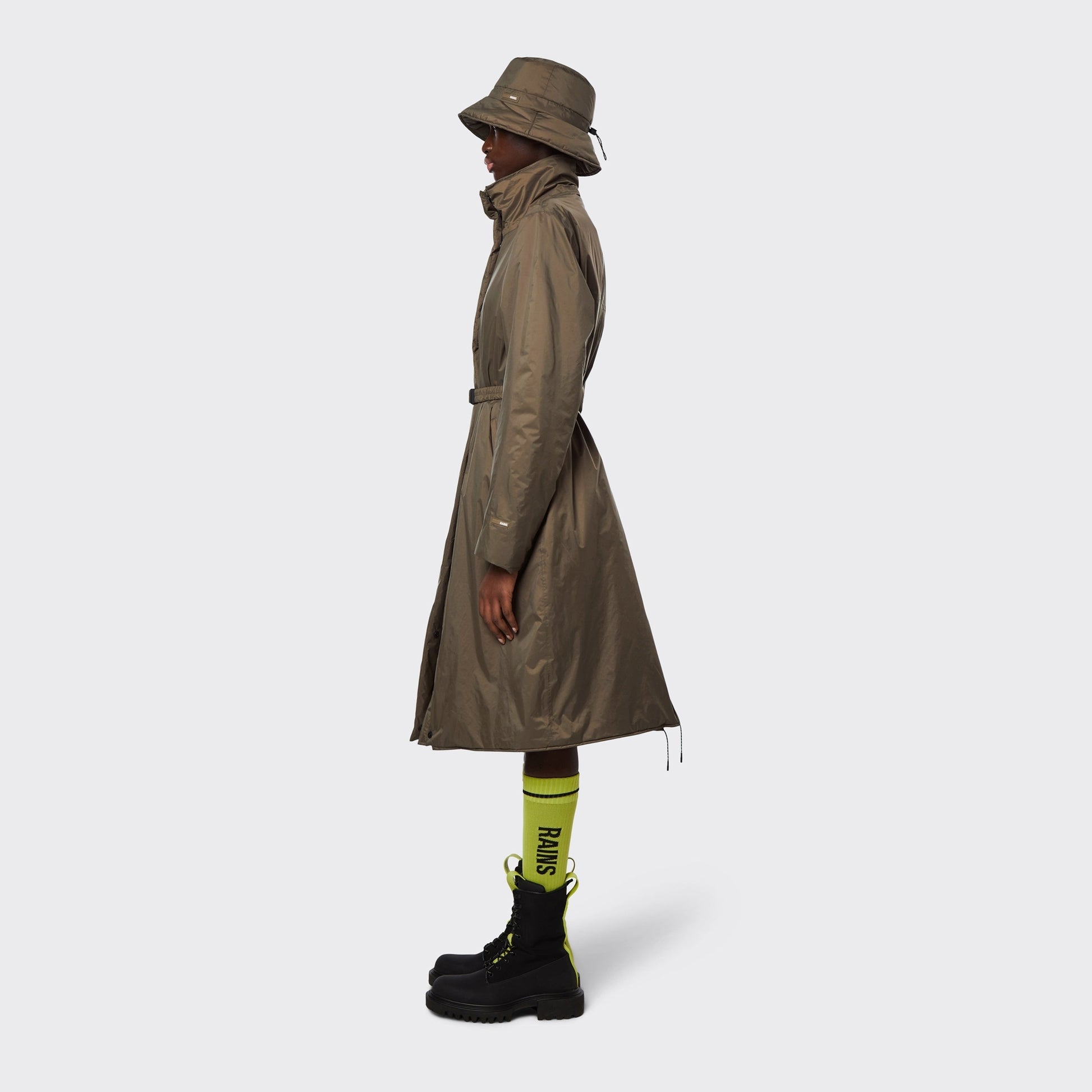 Rains Long Padded Nylon W Coat - Wood
