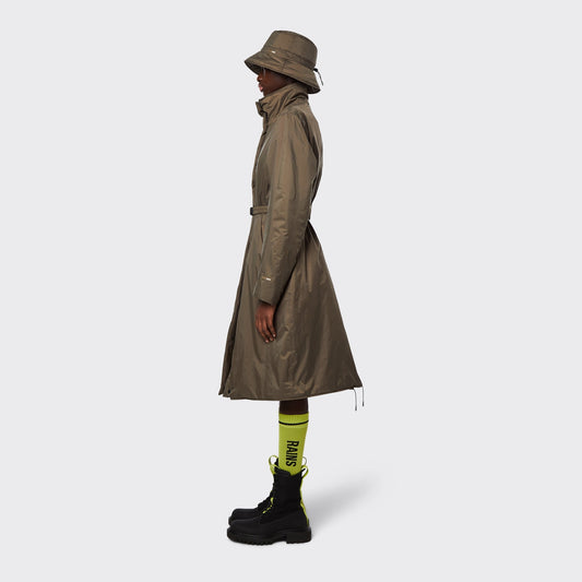 Long Padded Nylon W Coat - Wood