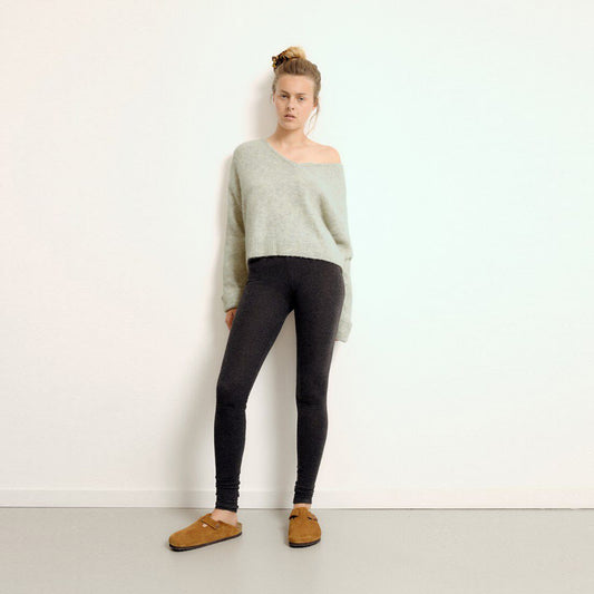 East V-Neck Sweater - Powder Snow Melange