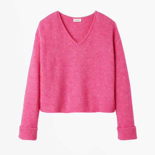 East V-Neck Sweater - Bubble Gum Melange