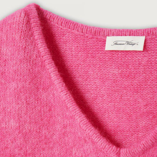 East V-Neck Sweater - Bubble Gum Melange