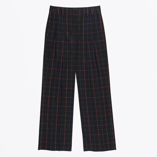 - Checked Trousers - Black