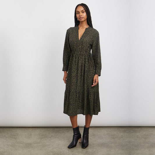 Maple Dress - Olive Batik Cheetah