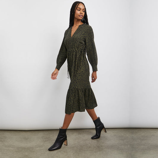 Maple Dress - Olive Batik Cheetah