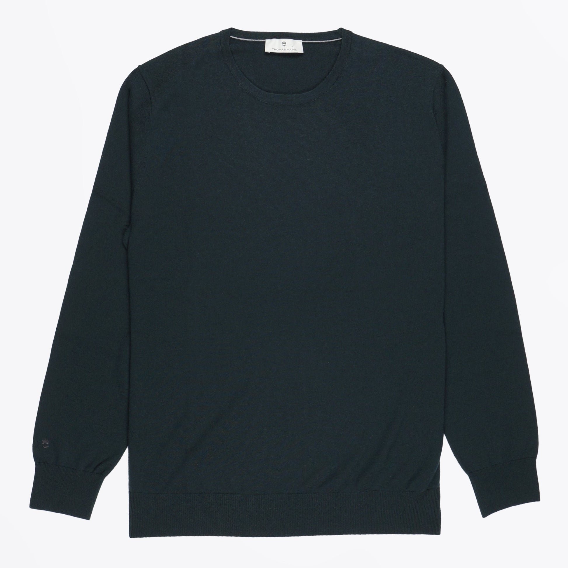 Thomas Merino Crew Neck Pullover - Dark Bottle