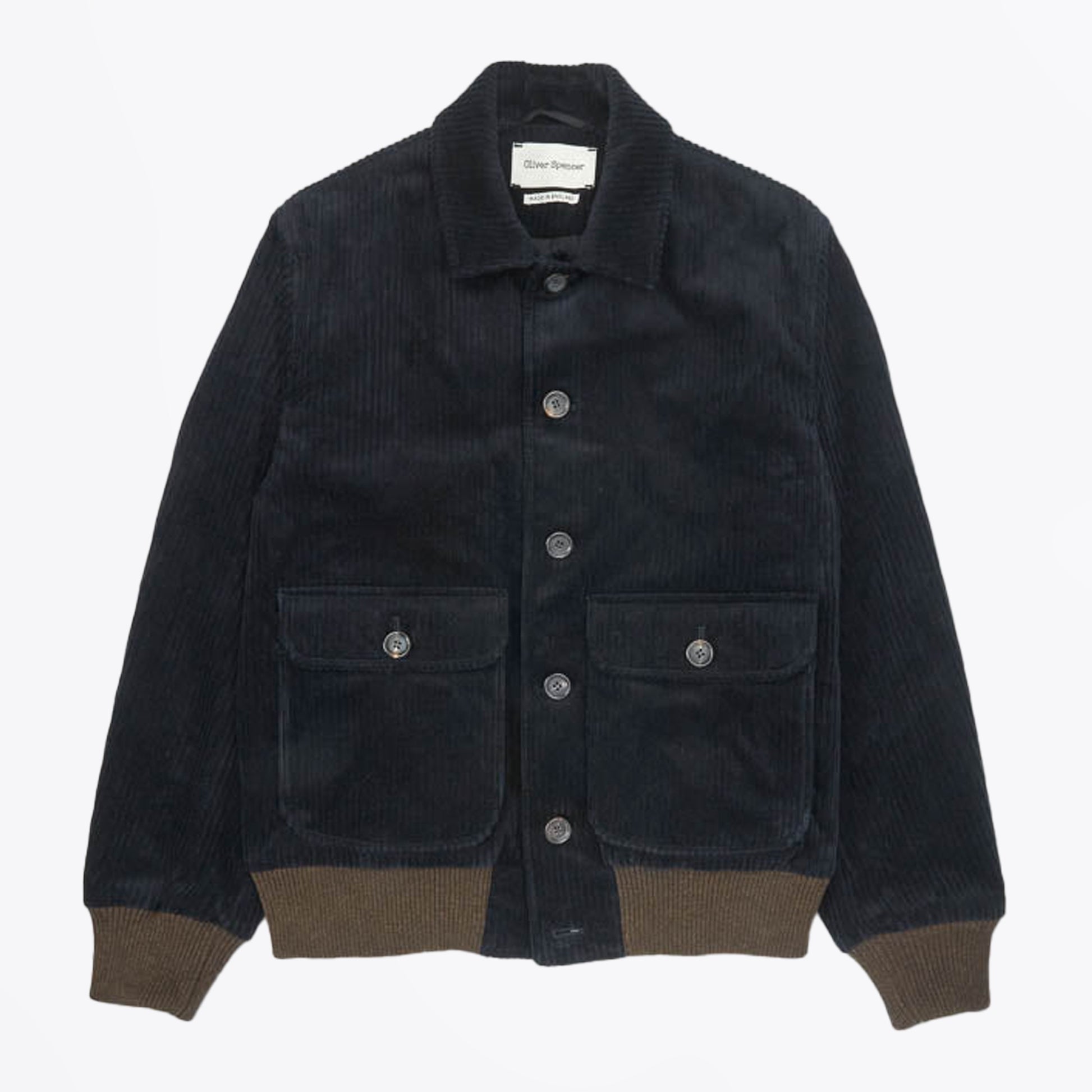 Oliver Linfield Bomber Cord Jacket - Midnight