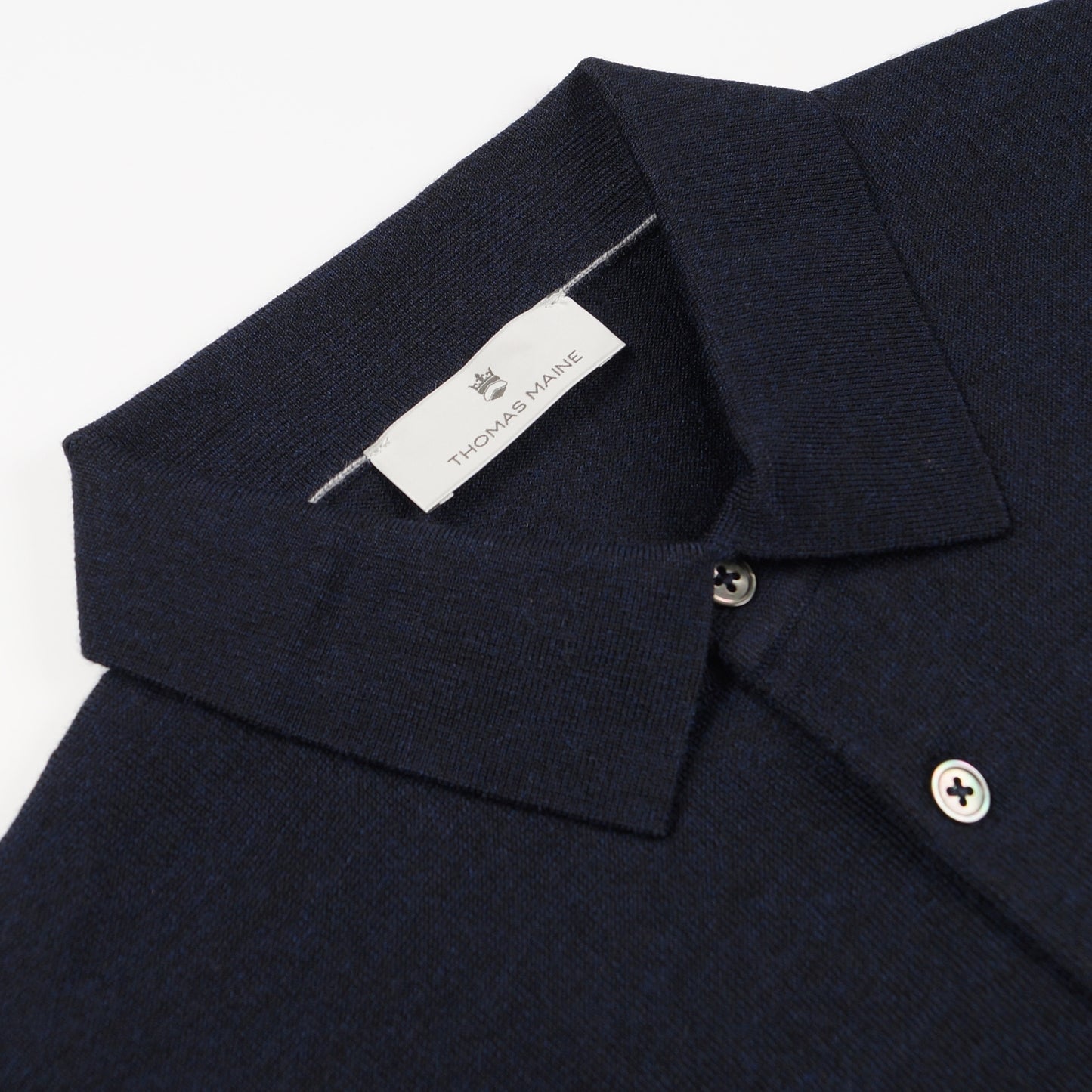 Merino Button Pullover Polo - Navy