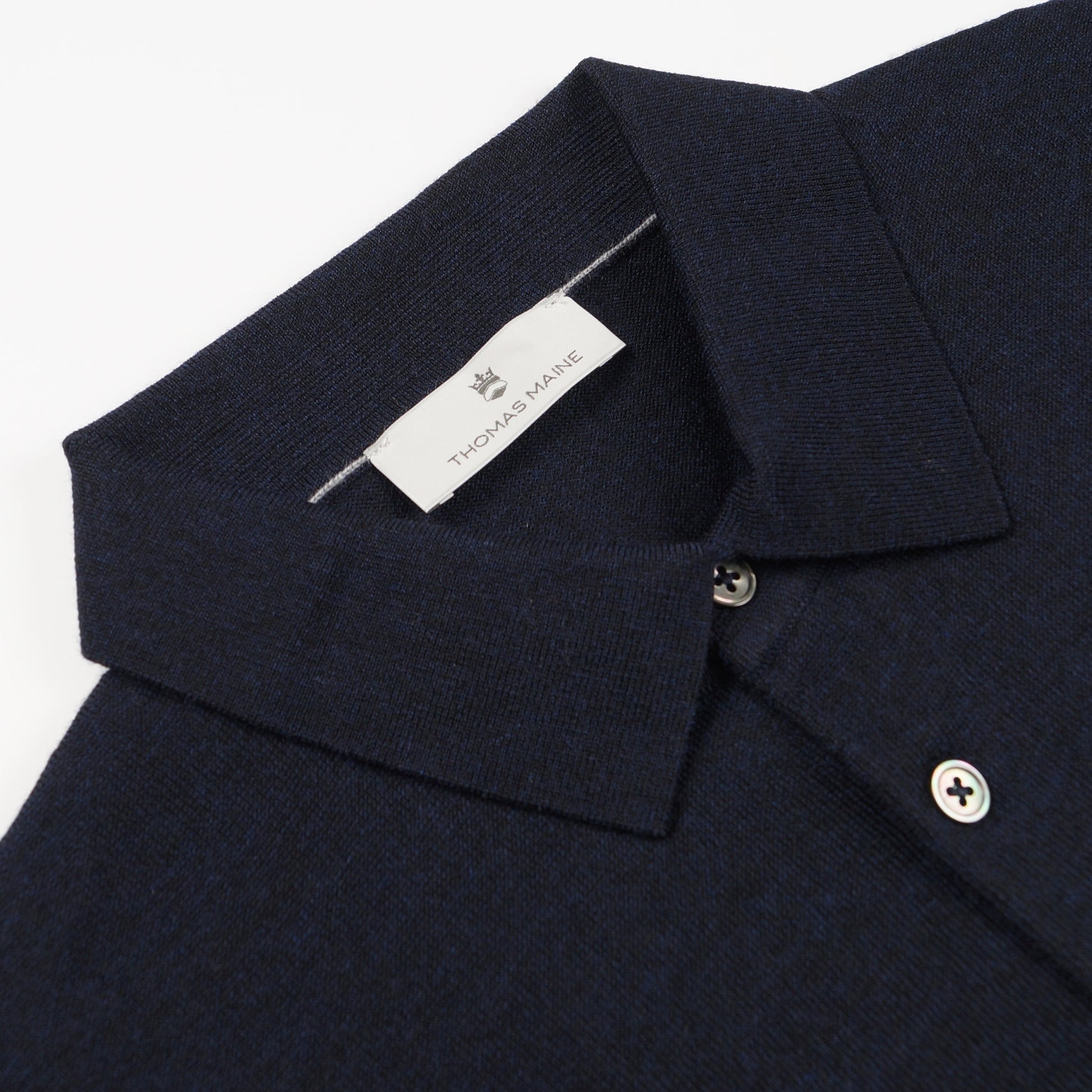 Thomas Merino Button Pullover Polo - Navy