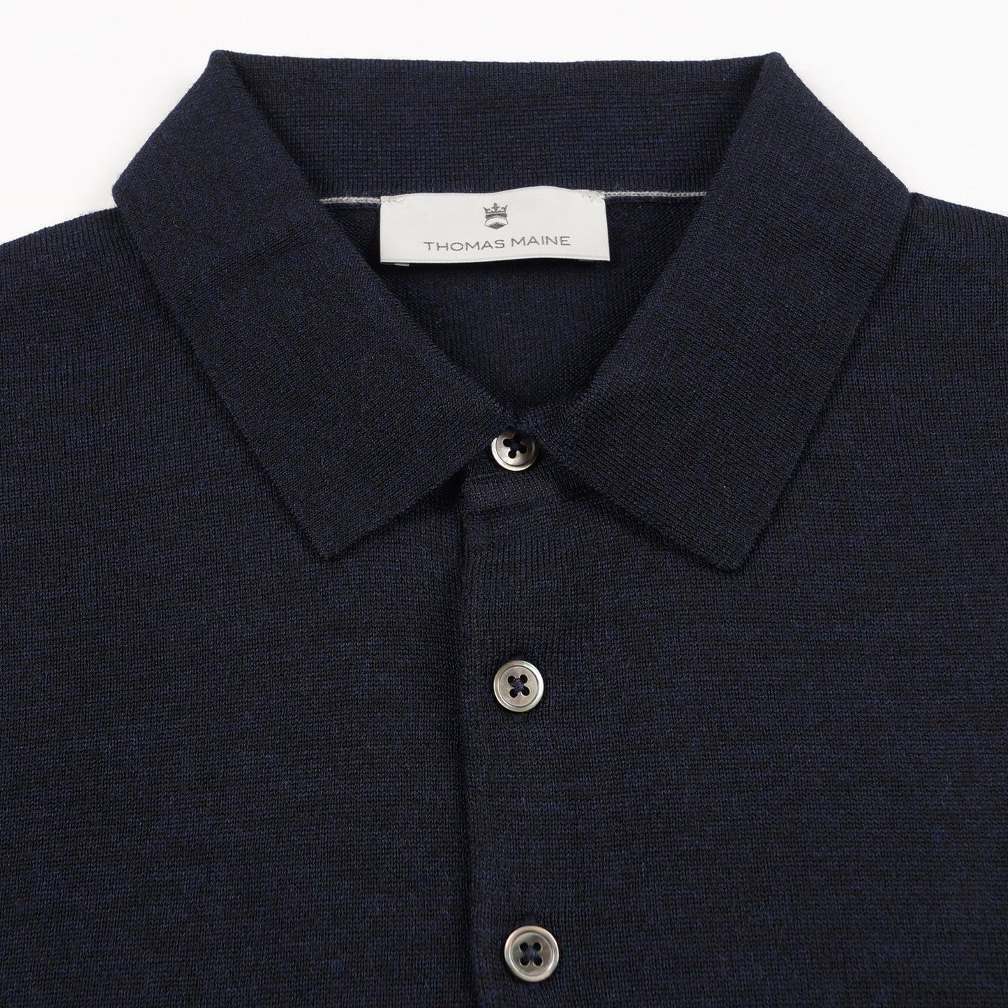 Merino Button Pullover Polo - Navy