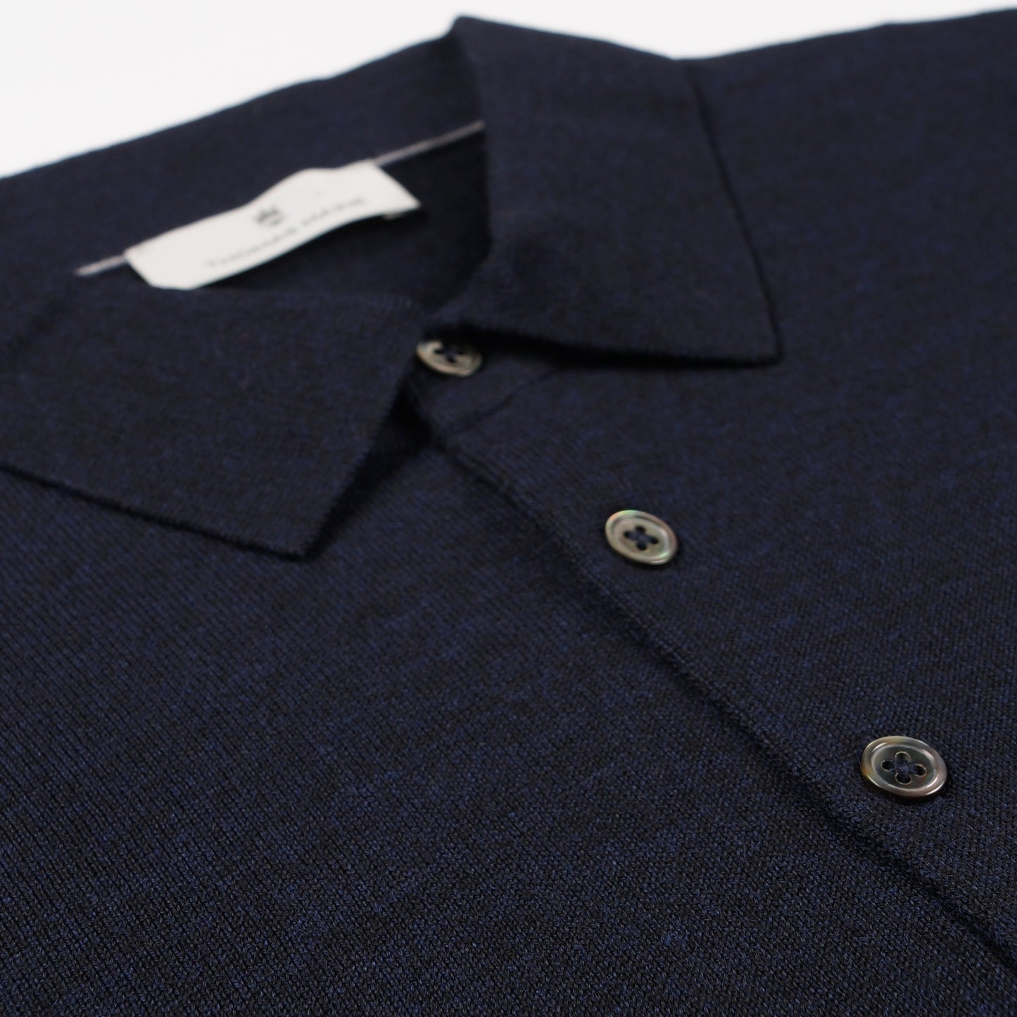 Merino Button Pullover Polo - Navy