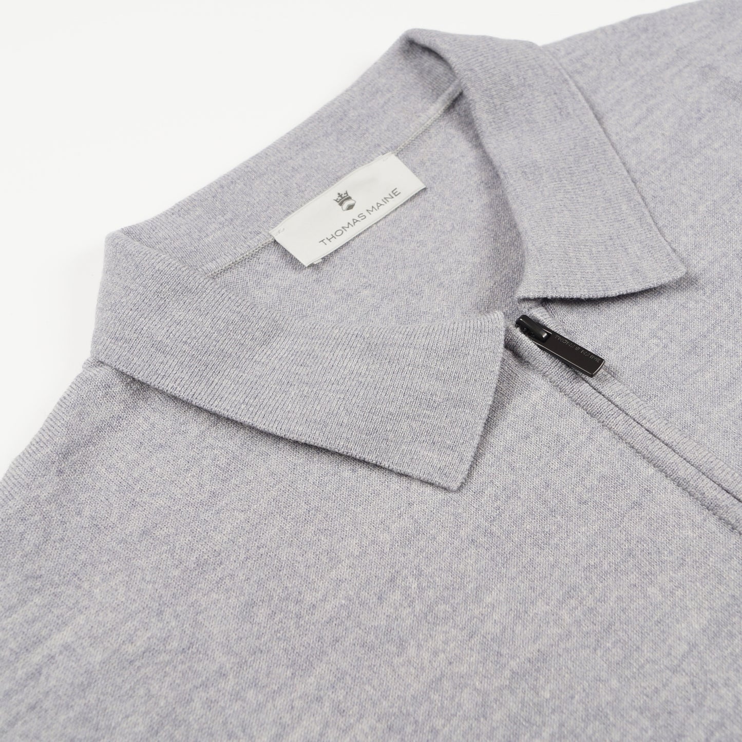 Merino Zip Pullover Polo - Mid Grey Melange