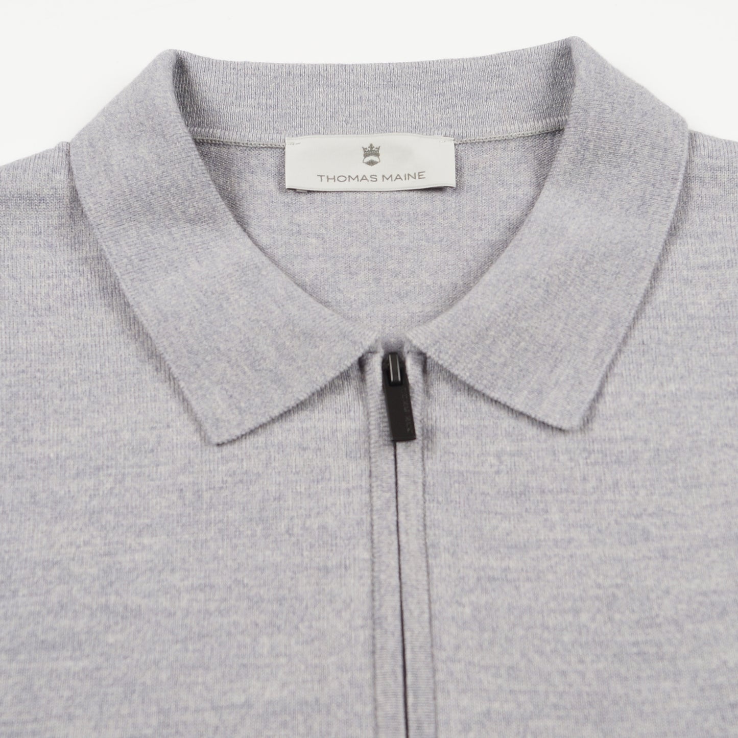 Merino Zip Pullover Polo - Mid Grey Melange
