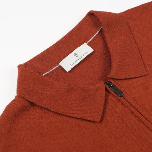 - Merino Zip Pullover Polo - Jasper Melange