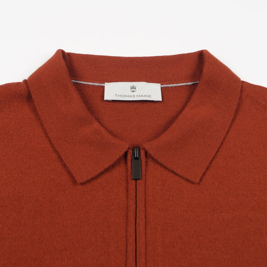 - Merino Zip Pullover Polo - Jasper Melange
