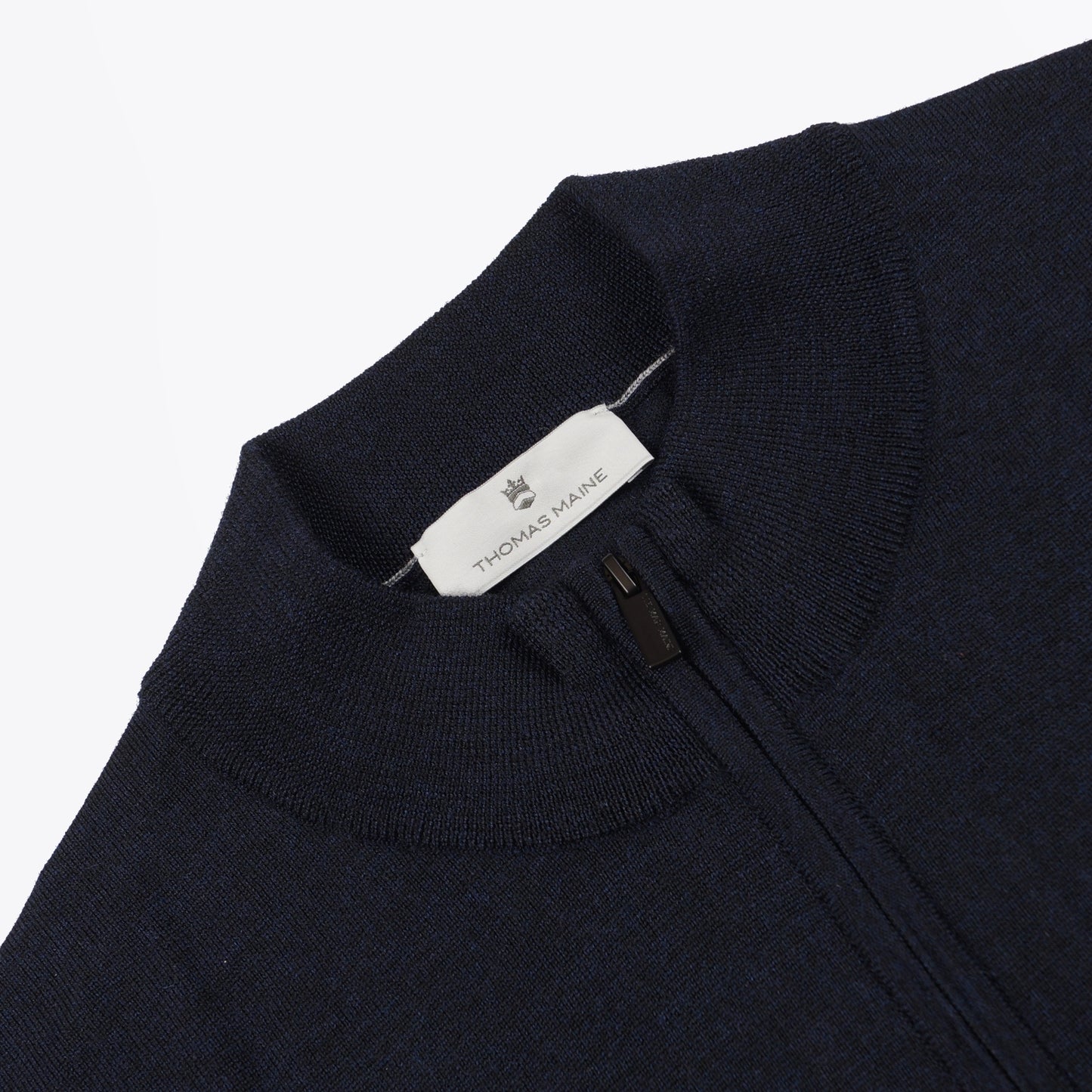Merino Shirt Style Zip Pullover - Navy