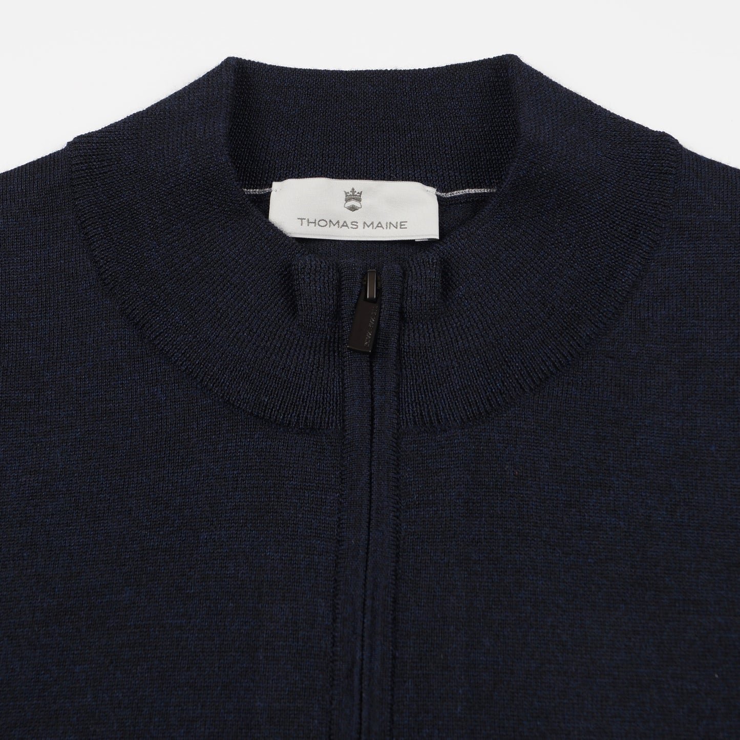Merino Shirt Style Zip Pullover - Navy