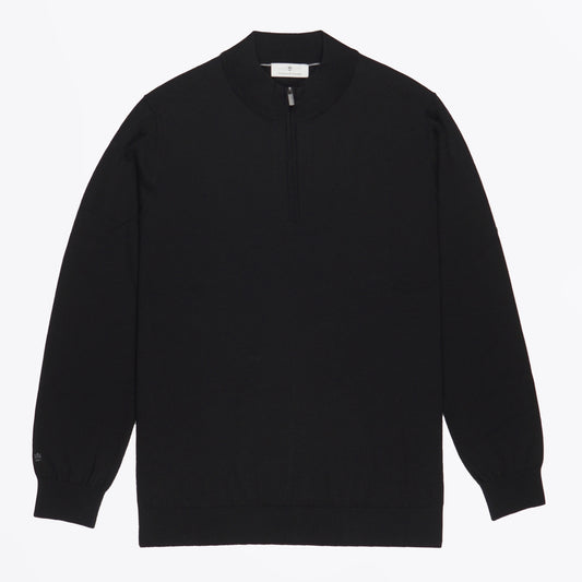 Merino Shirt Style Zip Pull - Black