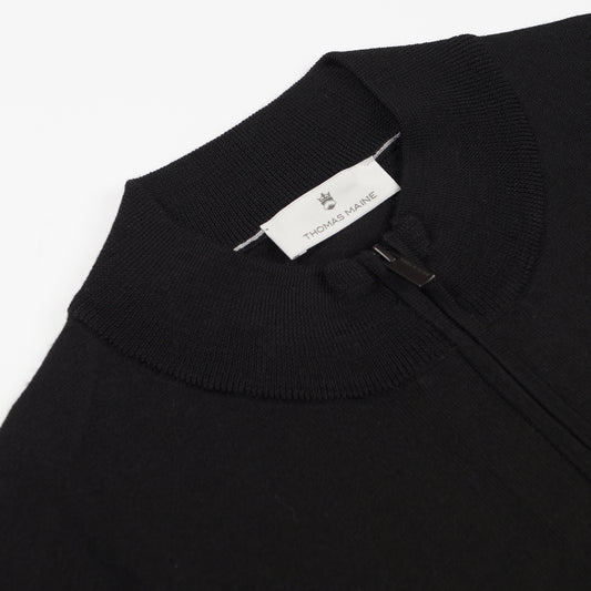 Merino Shirt Style Zip Pull - Black