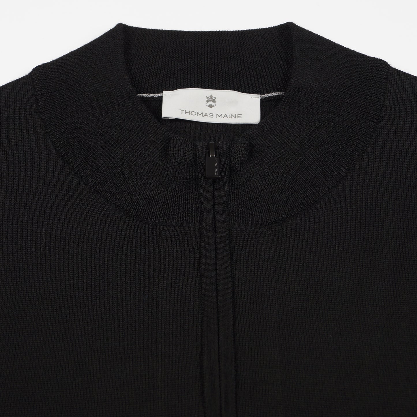 Merino Shirt Style Zip Pull - Black