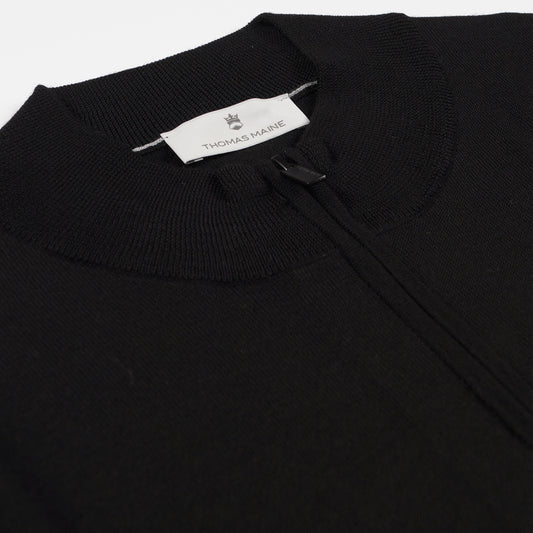 Merino Shirt Style Zip Pull - Black