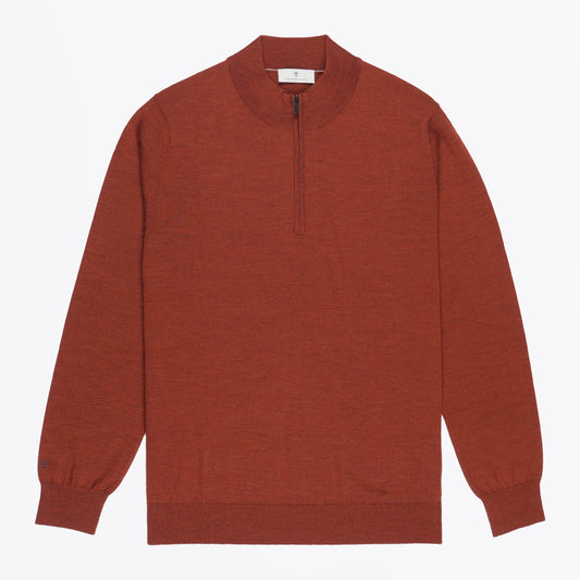 - Merino Shirt Style Zip Pullover - Jasper Melange
