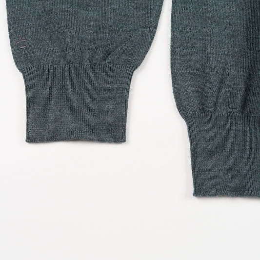 Merino Button Pullover Polo - Pine Green Melange