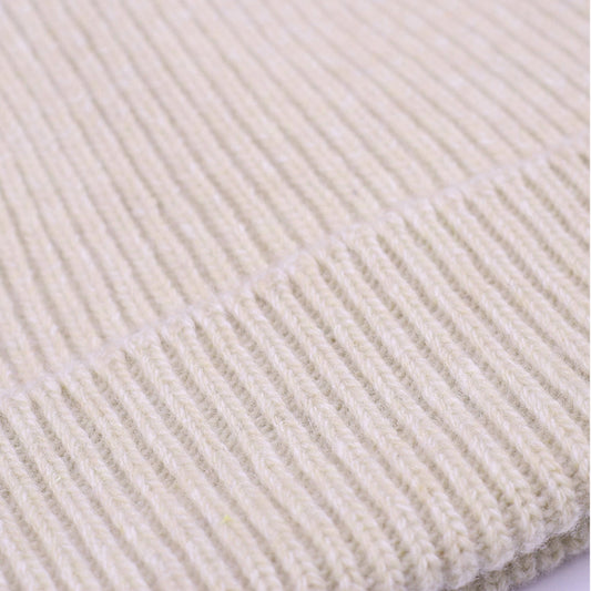 Merino Wool Beanie - Ivory White