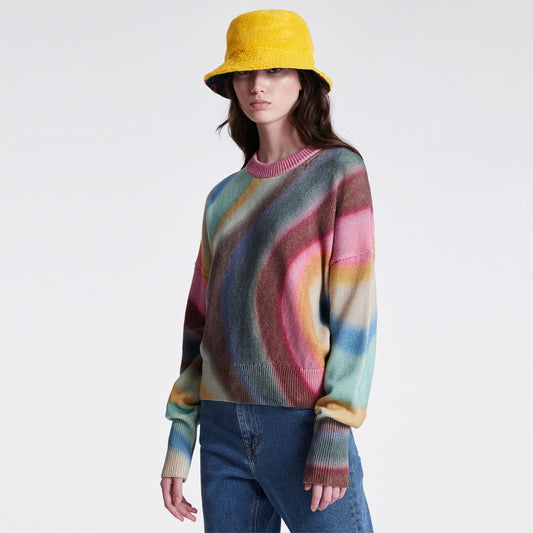 - Spray Swirl Knitted Crew Neck Pullover - Multicoloured