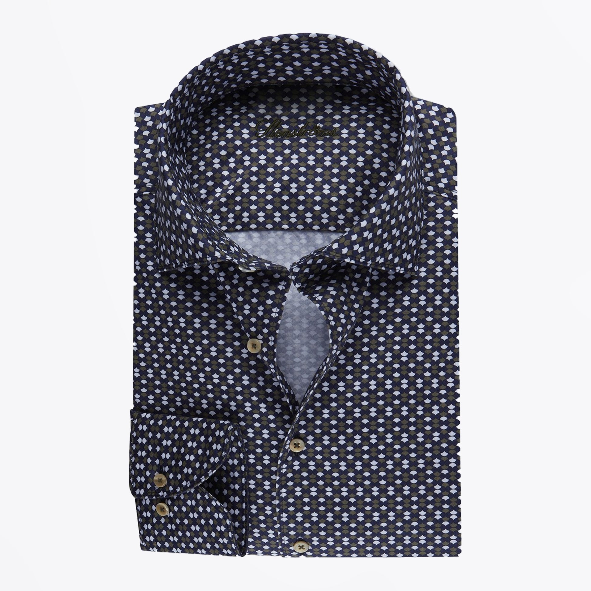 Stenstroms Fitted Body Patterned Shirt - Navy