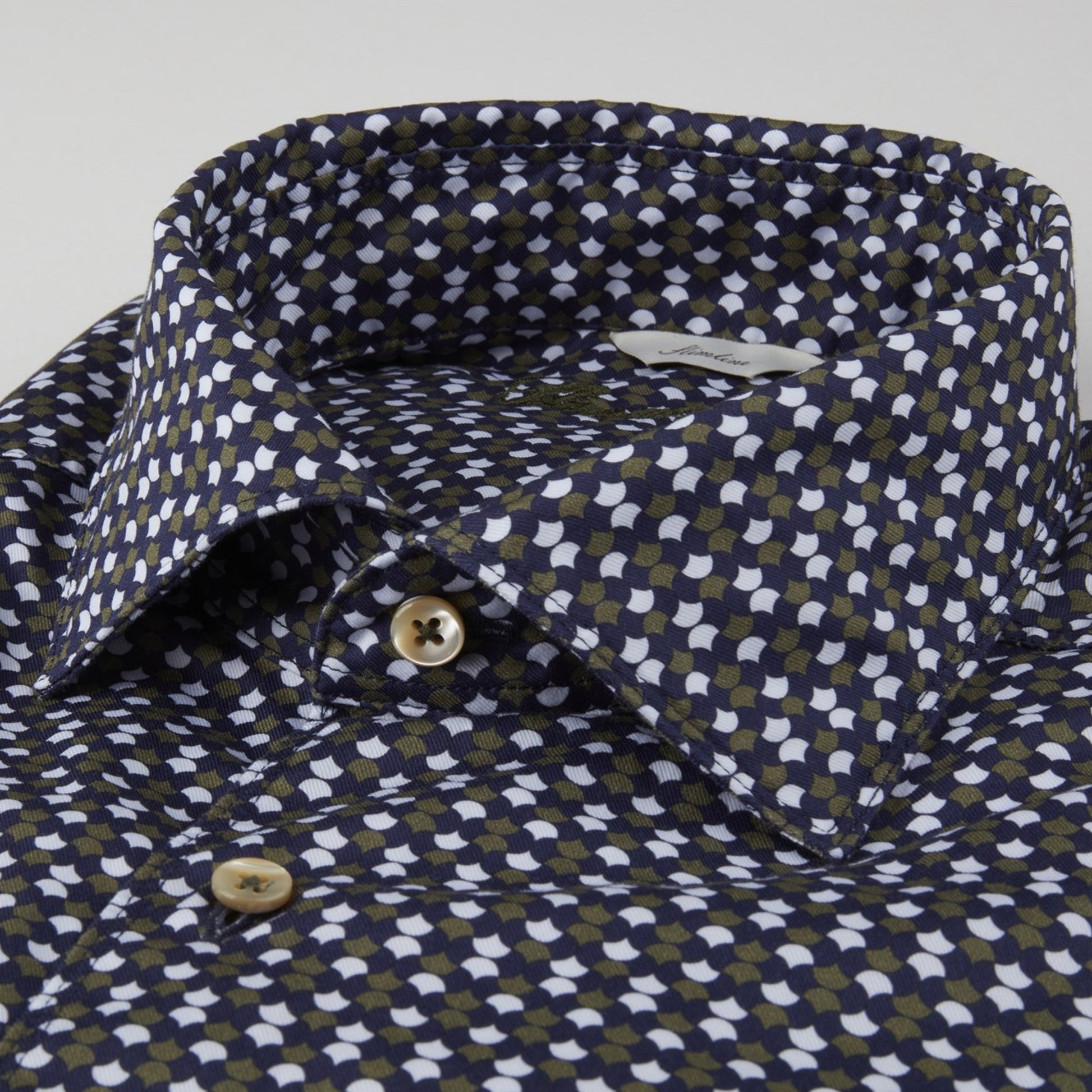 Stenstroms Fitted Body Patterned Shirt - Navy
