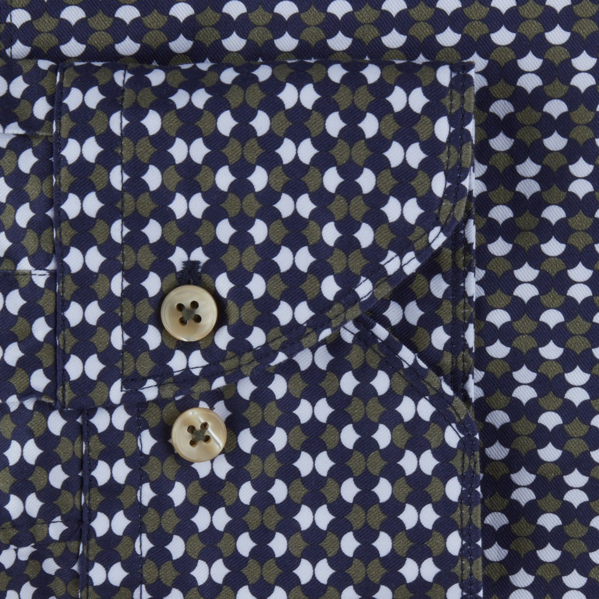 Stenstroms Fitted Body Patterned Shirt - Navy