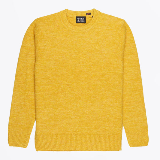 - Soft Knit Crew Neck Pullover - Golden Melange