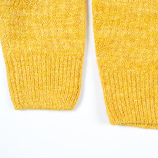- Soft Knit Crew Neck Pullover - Golden Melange