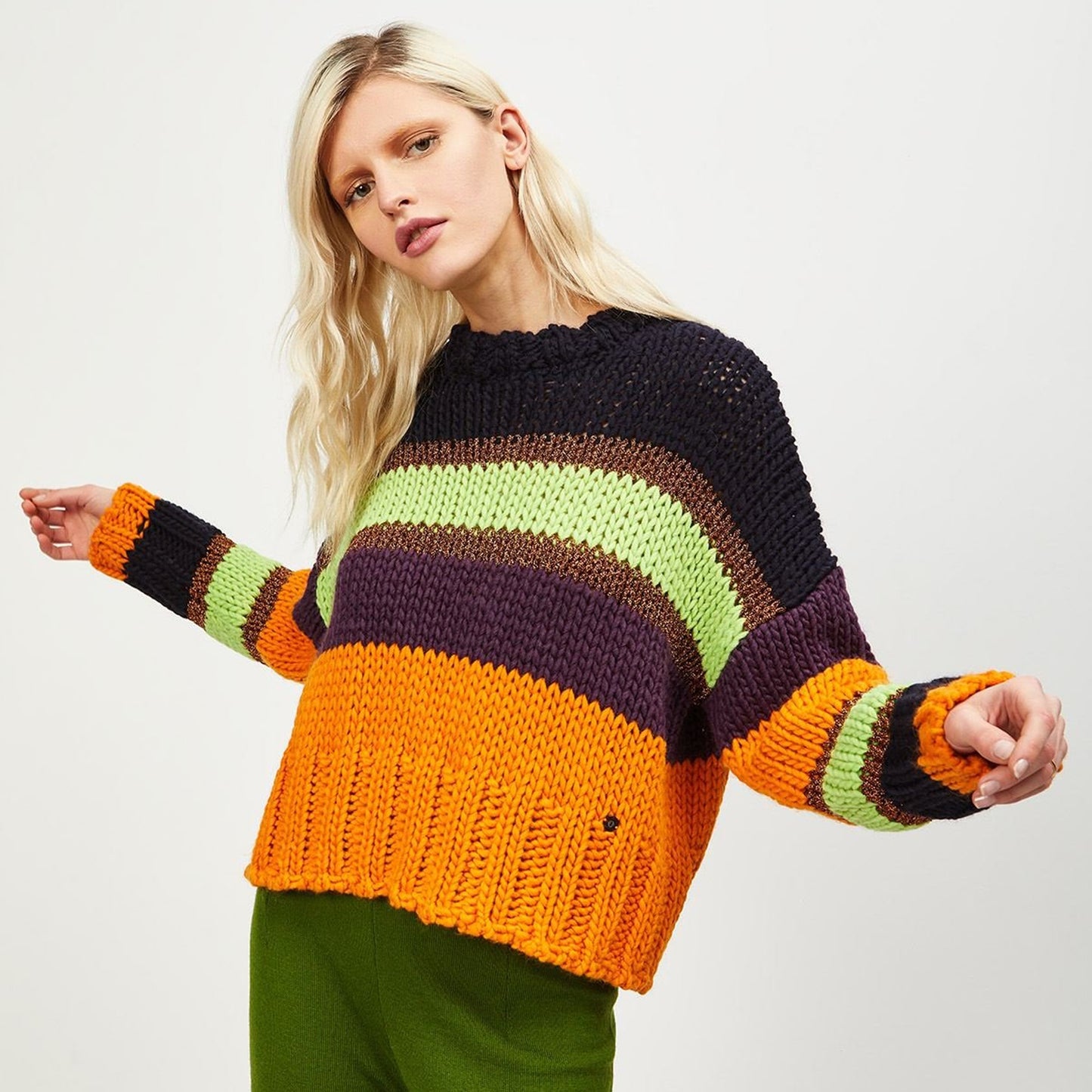 - Stripe Knit Pullover - Multi