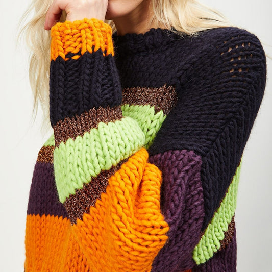 - Stripe Knit Pullover - Multi